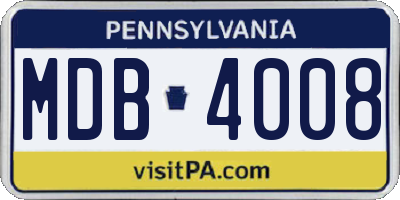 PA license plate MDB4008