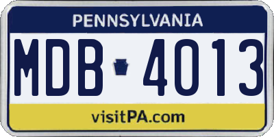 PA license plate MDB4013