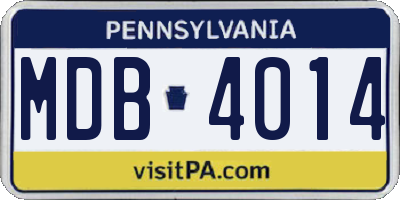 PA license plate MDB4014