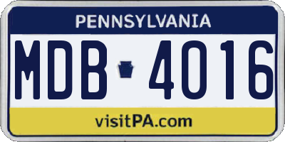 PA license plate MDB4016