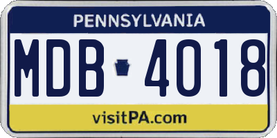 PA license plate MDB4018