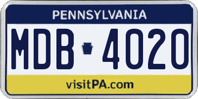 PA license plate MDB4020