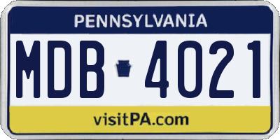 PA license plate MDB4021