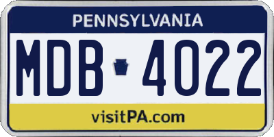 PA license plate MDB4022