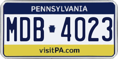 PA license plate MDB4023