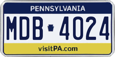 PA license plate MDB4024