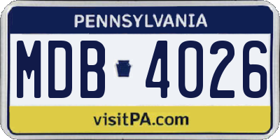 PA license plate MDB4026