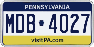 PA license plate MDB4027
