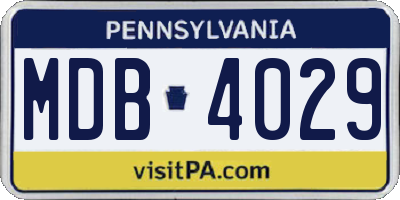 PA license plate MDB4029