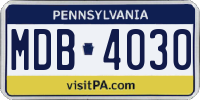 PA license plate MDB4030