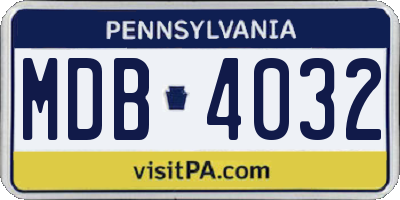 PA license plate MDB4032