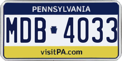 PA license plate MDB4033