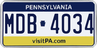PA license plate MDB4034
