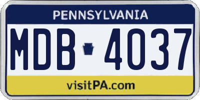 PA license plate MDB4037
