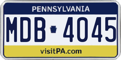 PA license plate MDB4045