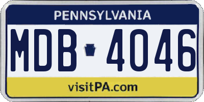 PA license plate MDB4046