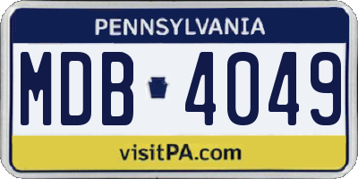 PA license plate MDB4049