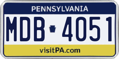 PA license plate MDB4051