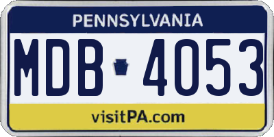 PA license plate MDB4053