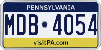 PA license plate MDB4054