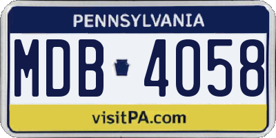 PA license plate MDB4058