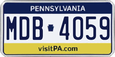 PA license plate MDB4059
