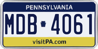 PA license plate MDB4061
