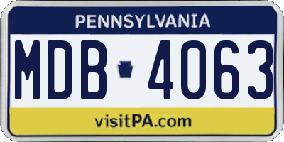 PA license plate MDB4063