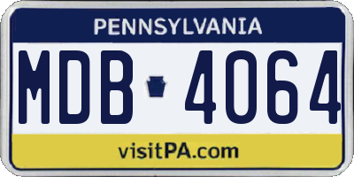 PA license plate MDB4064