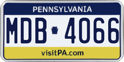PA license plate MDB4066