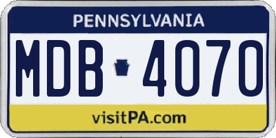 PA license plate MDB4070