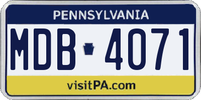 PA license plate MDB4071