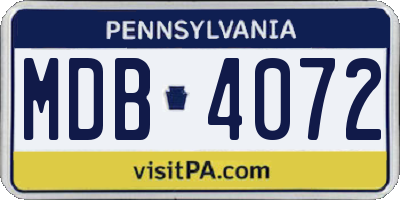 PA license plate MDB4072