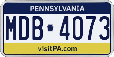 PA license plate MDB4073