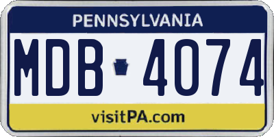 PA license plate MDB4074