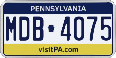 PA license plate MDB4075