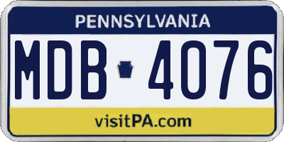 PA license plate MDB4076
