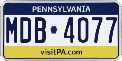 PA license plate MDB4077