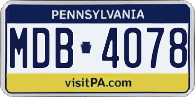 PA license plate MDB4078