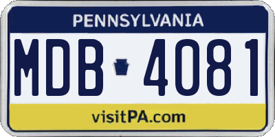 PA license plate MDB4081