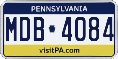 PA license plate MDB4084