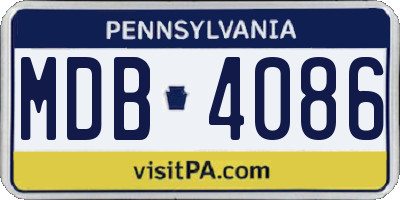 PA license plate MDB4086