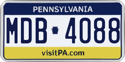 PA license plate MDB4088