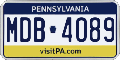 PA license plate MDB4089