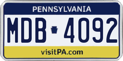PA license plate MDB4092