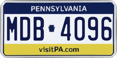 PA license plate MDB4096