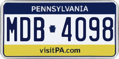 PA license plate MDB4098