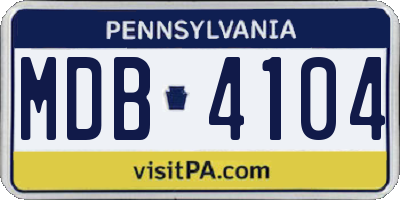 PA license plate MDB4104