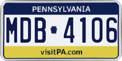 PA license plate MDB4106