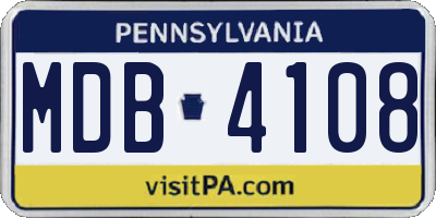 PA license plate MDB4108